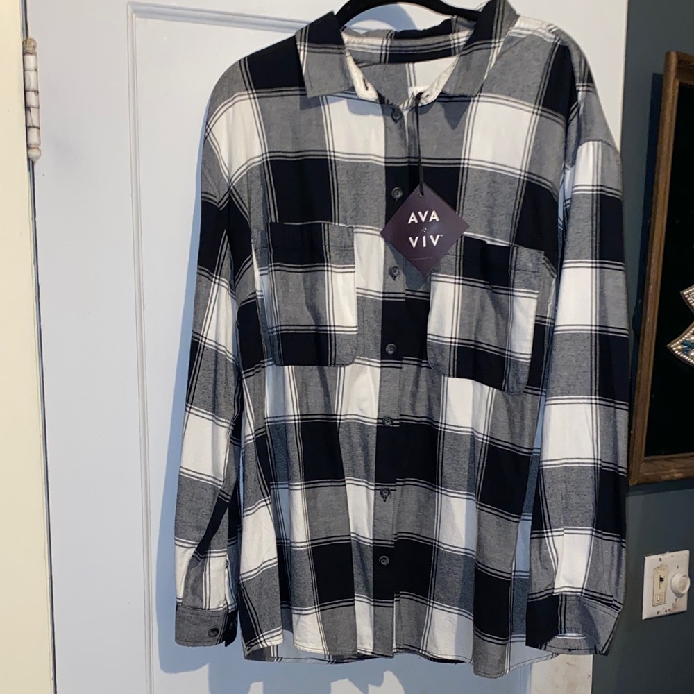 Black and White Plaid women’s  Shirt